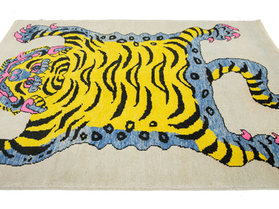 Modern Tiger Wool Rug 5 X 8