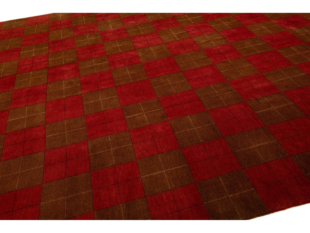 Modern Tibetan Wool and Silk Rug 10 X 13
