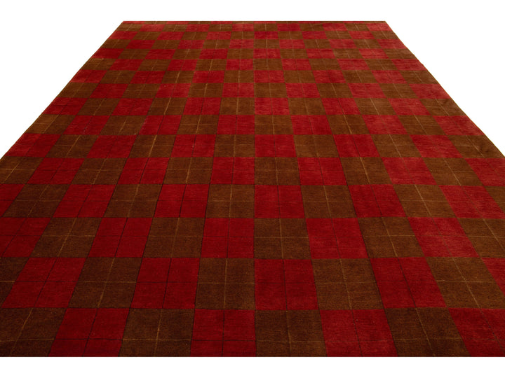 Modern Tibetan Wool and Silk Rug 10 X 13