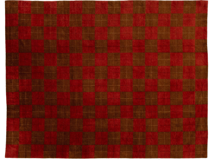 Modern Tibetan Wool and Silk Rug 10 X 13