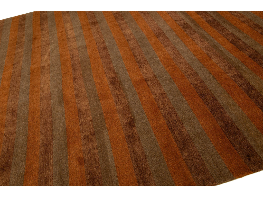 Modern Tibetan Wool and Silk Rug 10 X 13