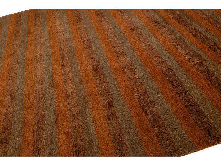 Modern Tibetan Wool and Silk Rug 10 X 13
