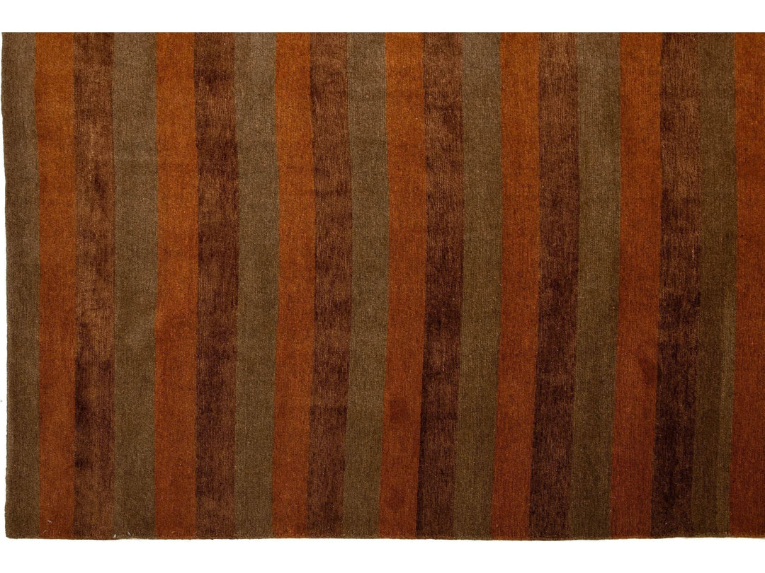Modern Tibetan Wool and Silk Rug 10 X 13