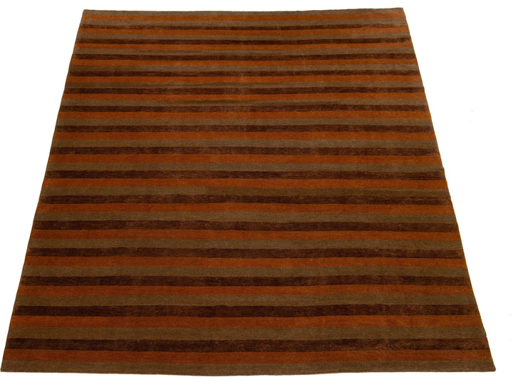 Modern Tibetan Wool and Silk Rug 10 X 13