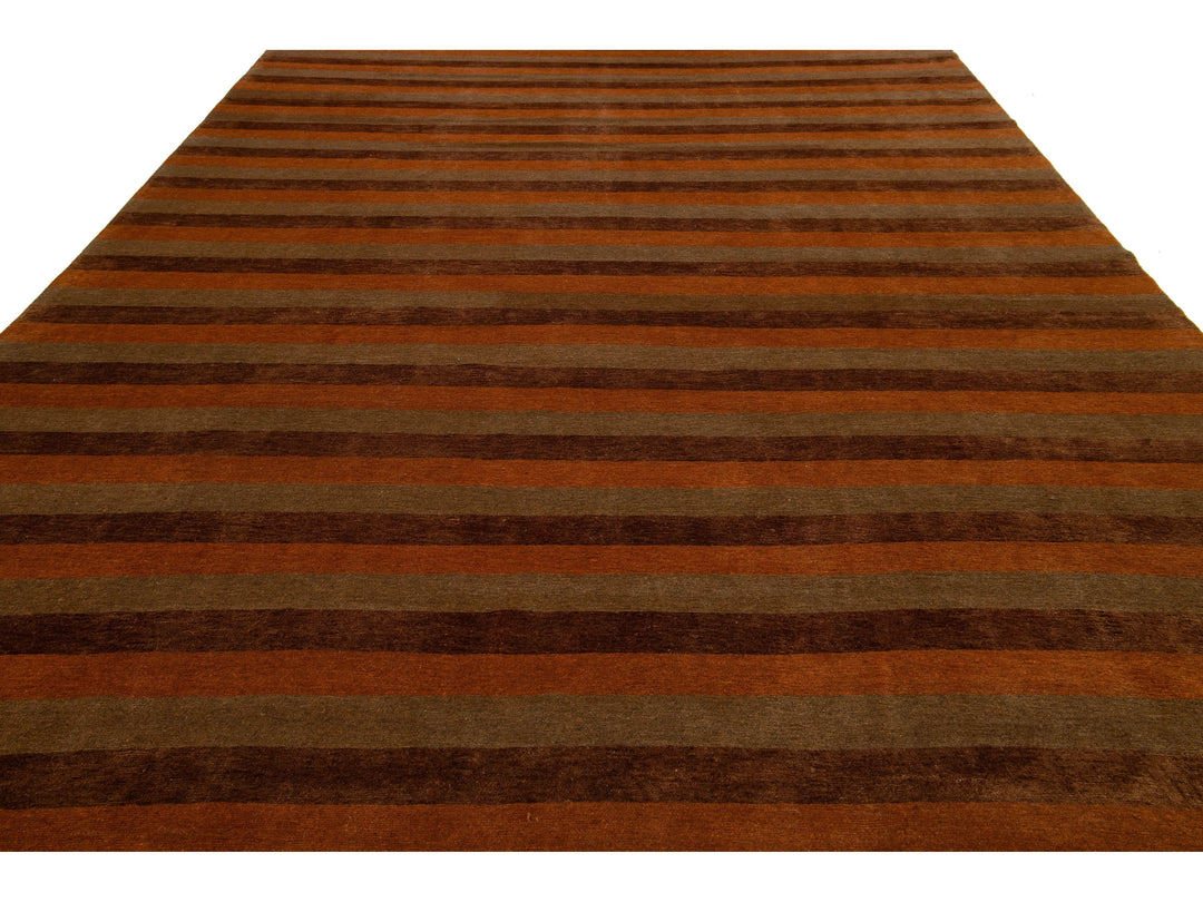 Modern Tibetan Wool and Silk Rug 10 X 13