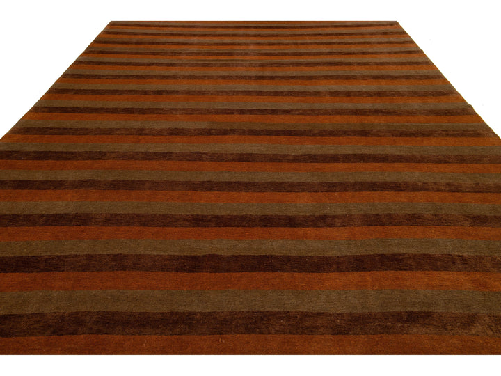Modern Tibetan Wool and Silk Rug 10 X 13