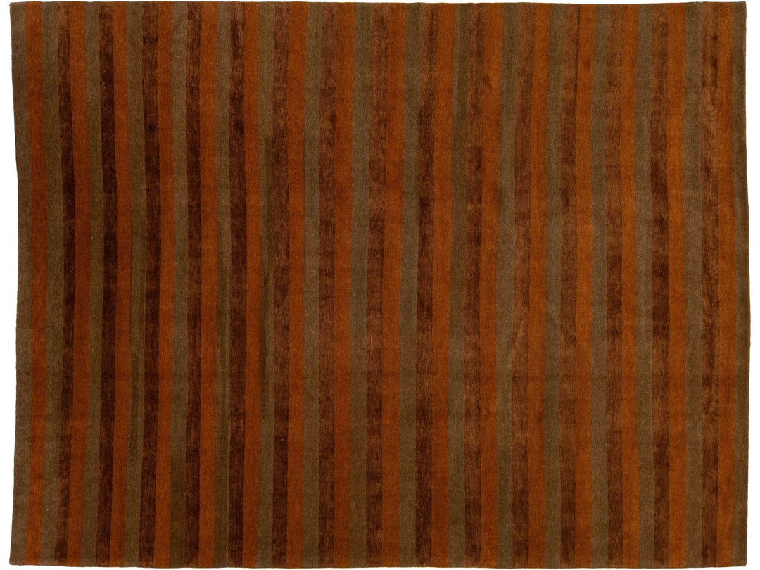 Modern Tibetan Wool and Silk Rug 10 X 13