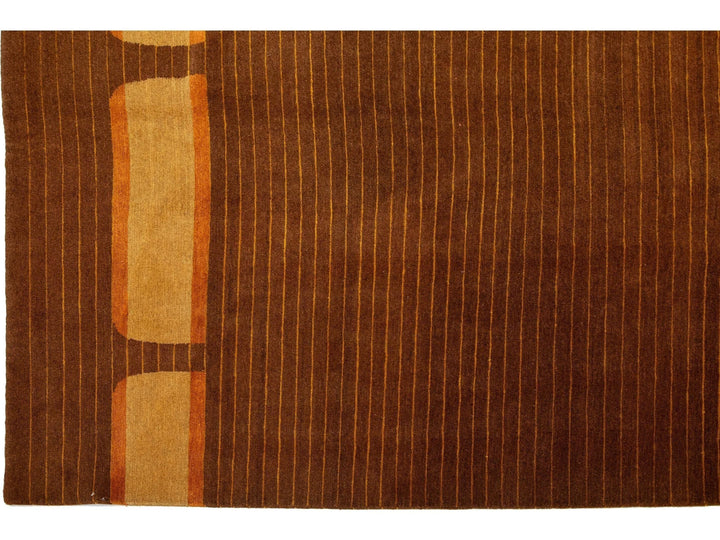 Modern Tibetan Wool and Silk Rug 10 X 13