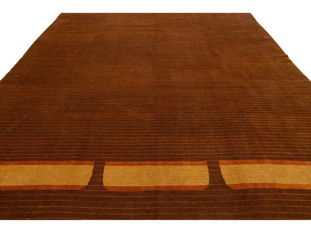 Modern Tibetan Wool and Silk Rug 10 X 13