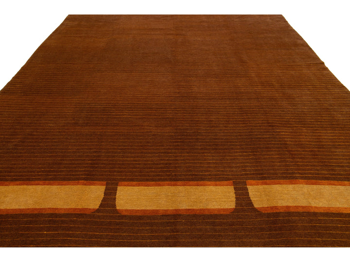 Modern Tibetan Wool and Silk Rug 10 X 13