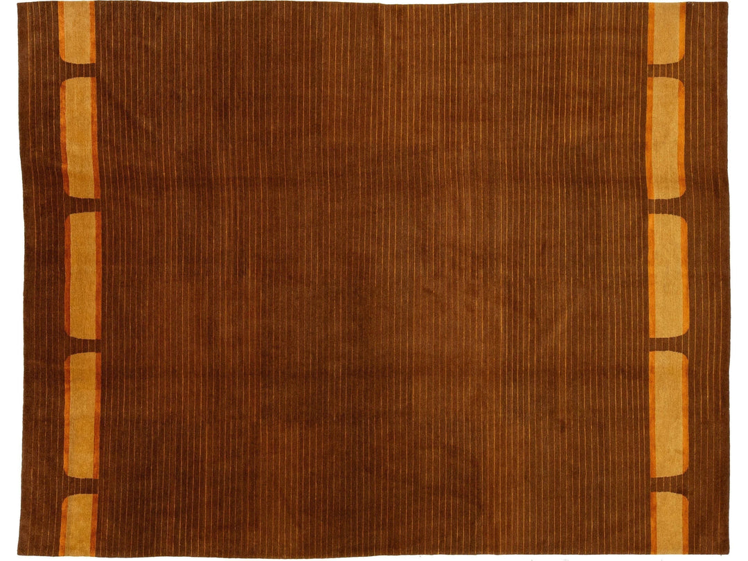 Modern Tibetan Wool and Silk Rug 10 X 13