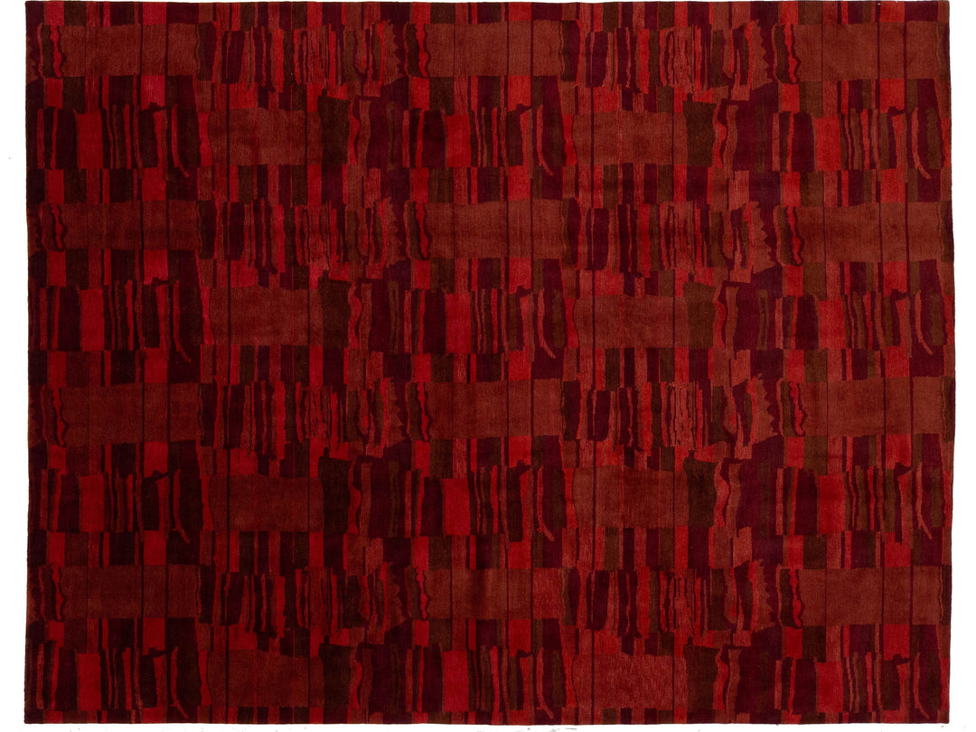 Modern Tibetan Wool and Silk Rug 10 X 13