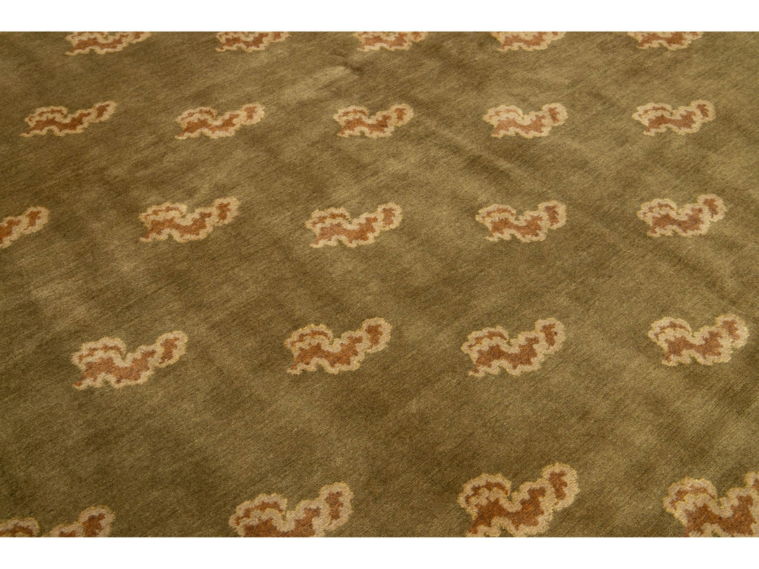 Modern Tibetan Wool and Silk Rug 9 X 9