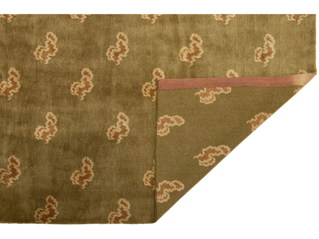 Modern Tibetan Wool and Silk Rug 9 X 9