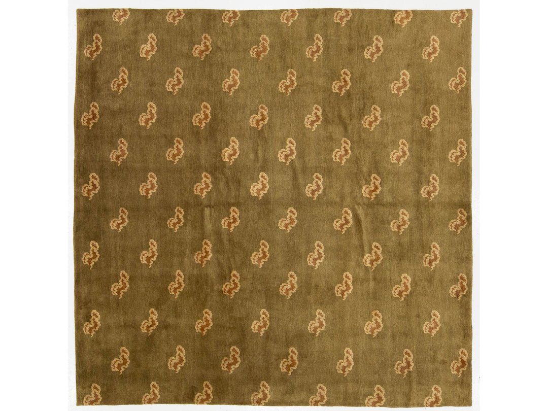 Modern Tibetan Wool and Silk Rug 9 X 9