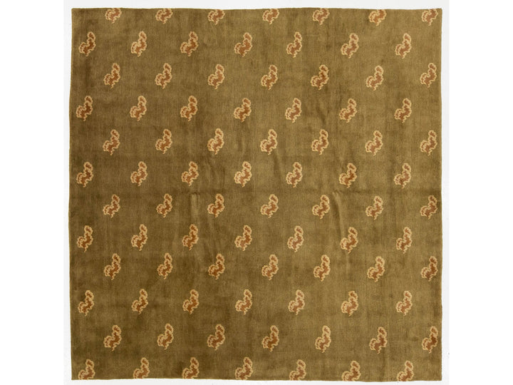 Modern Tibetan Wool and Silk Rug 9 X 9
