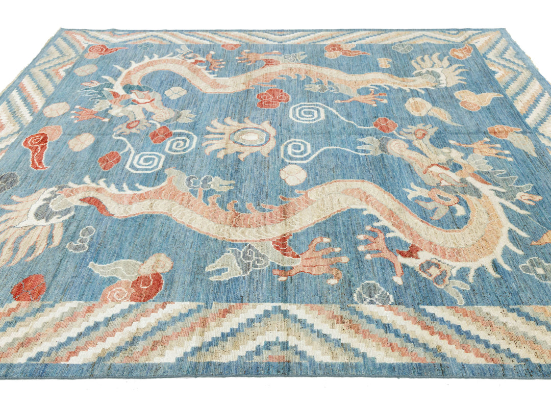 Modern Art Deco Dragon Chinese Wool Rug 8 X 10