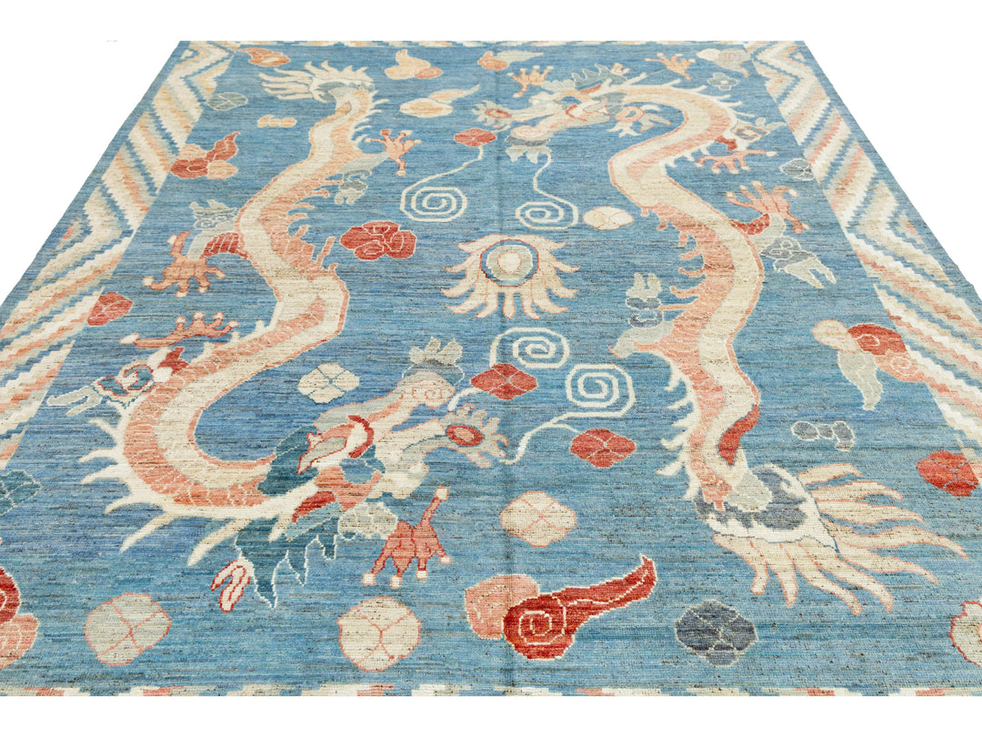 Modern Art Deco Dragon Chinese Wool Rug 8 X 10