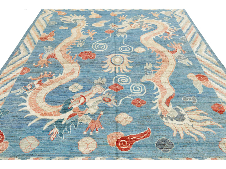 Modern Art Deco Dragon Chinese Wool Rug 8 X 10