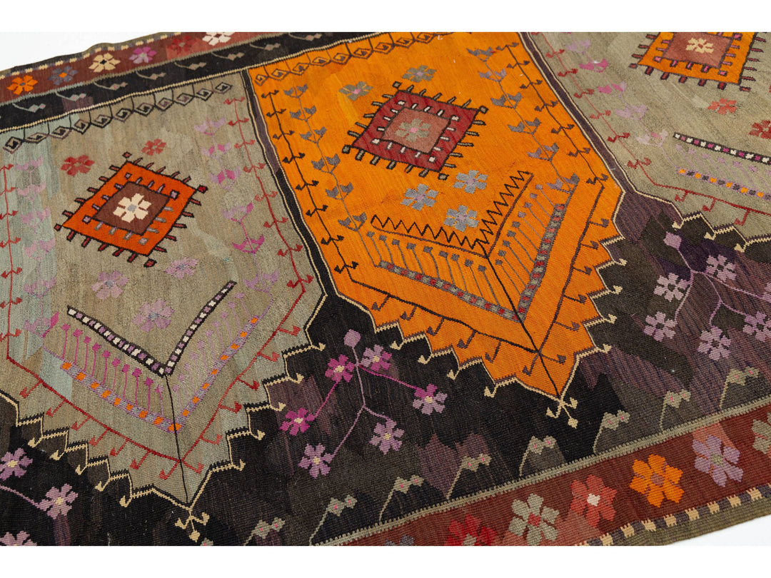 Mid Century Turkish Kilim Wool Rug 5 X 11