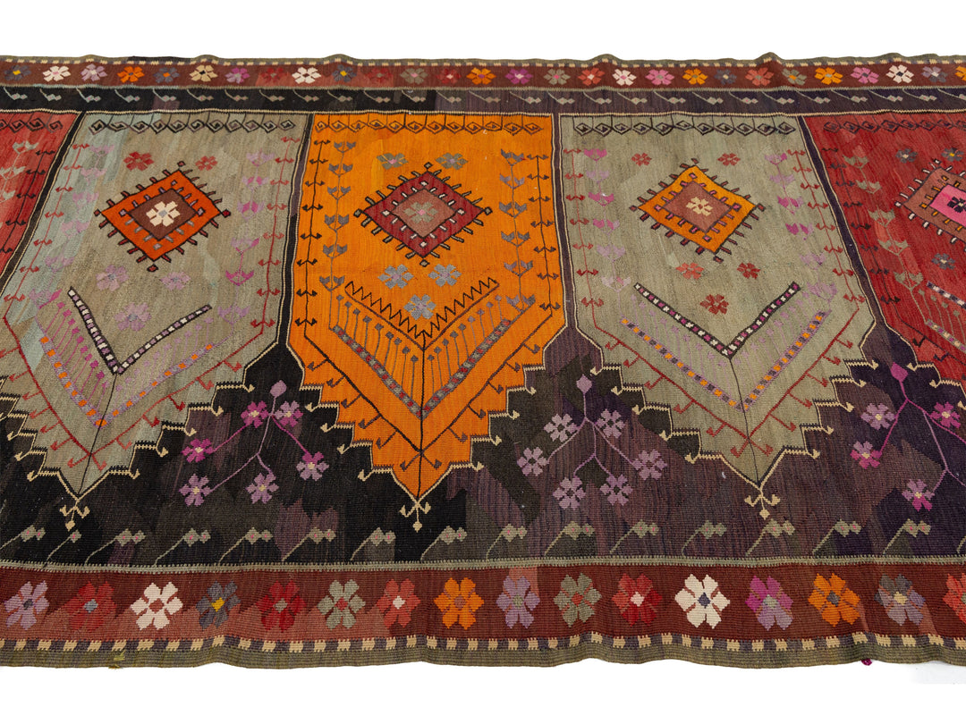 Mid Century Turkish Kilim Wool Rug 5 X 11