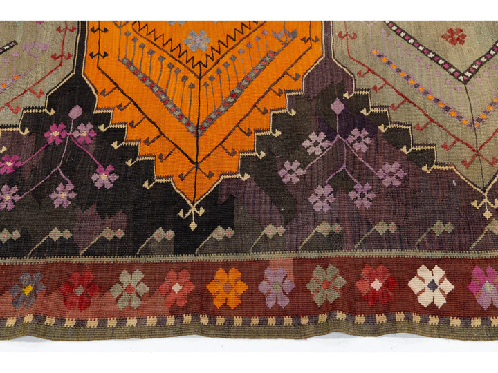 Mid Century Turkish Kilim Wool Rug 5 X 11