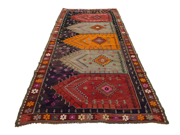 Mid Century Turkish Kilim Wool Rug 5 X 11