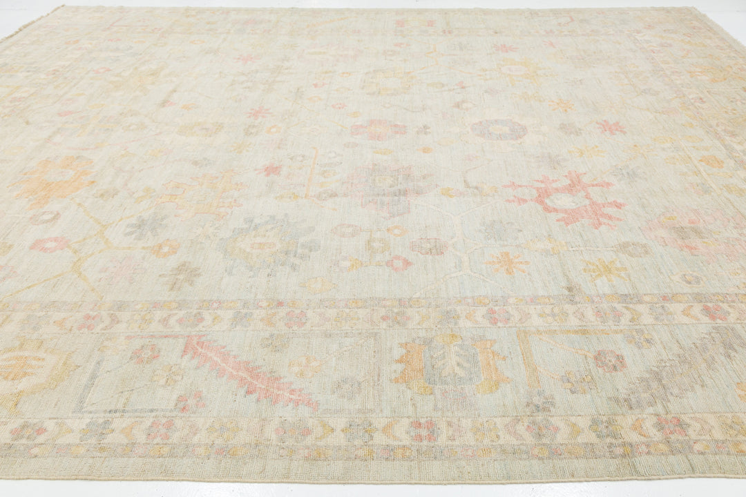 Modern Oushak Wool Rug 12 X 16