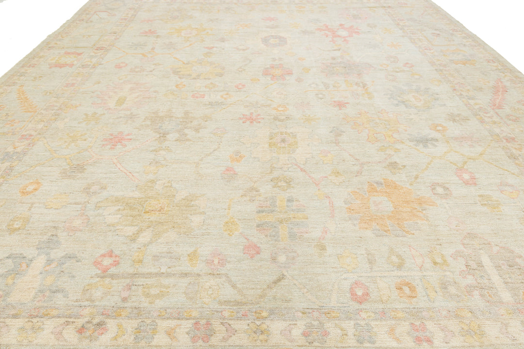 Modern Oushak Wool Rug 12 X 16