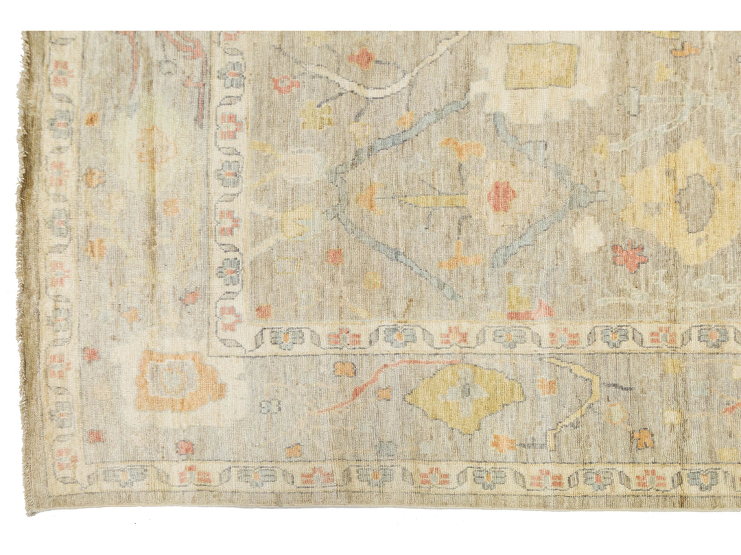 Modern Oushak Wool Rug 10 X 18