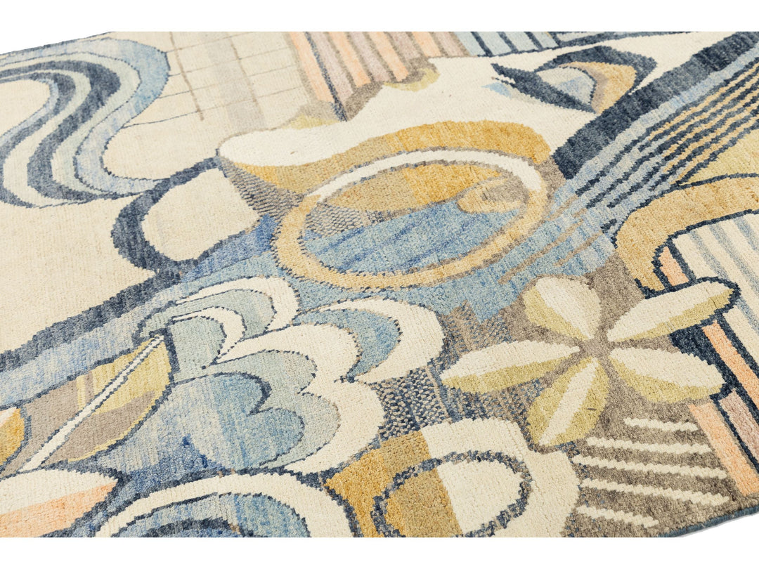 Modern Art Deco Wool Rug 5 X 9