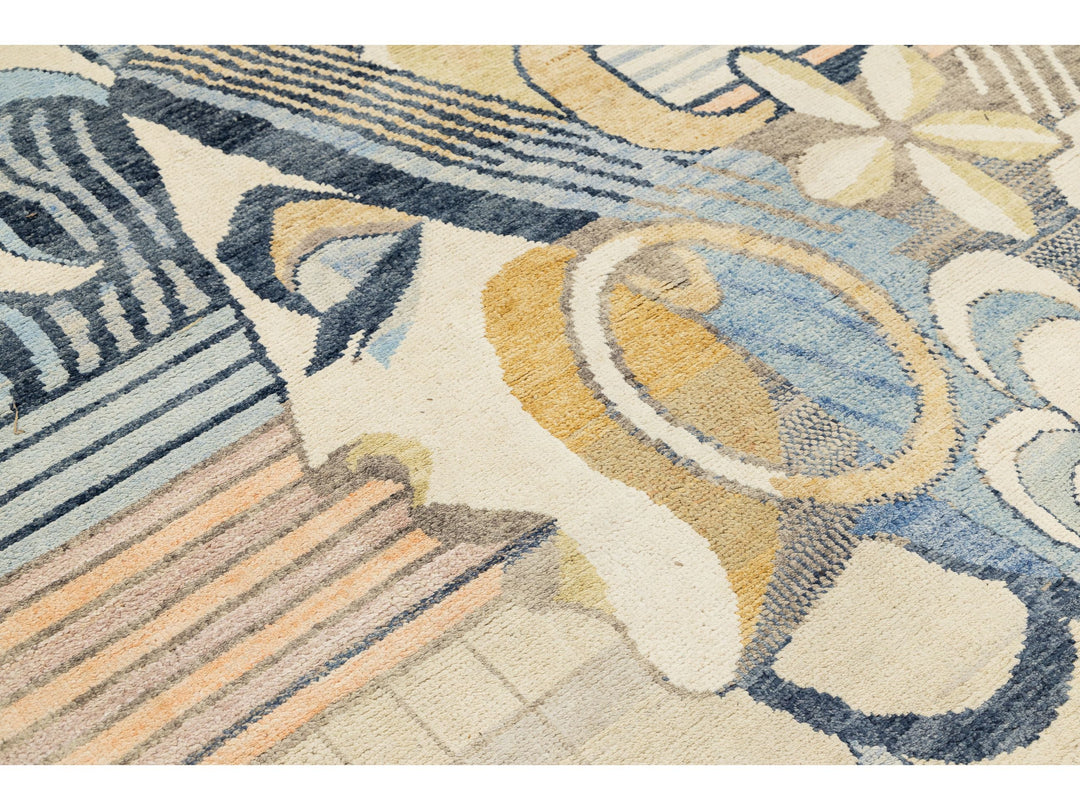 Modern Art Deco Wool Rug 5 X 9