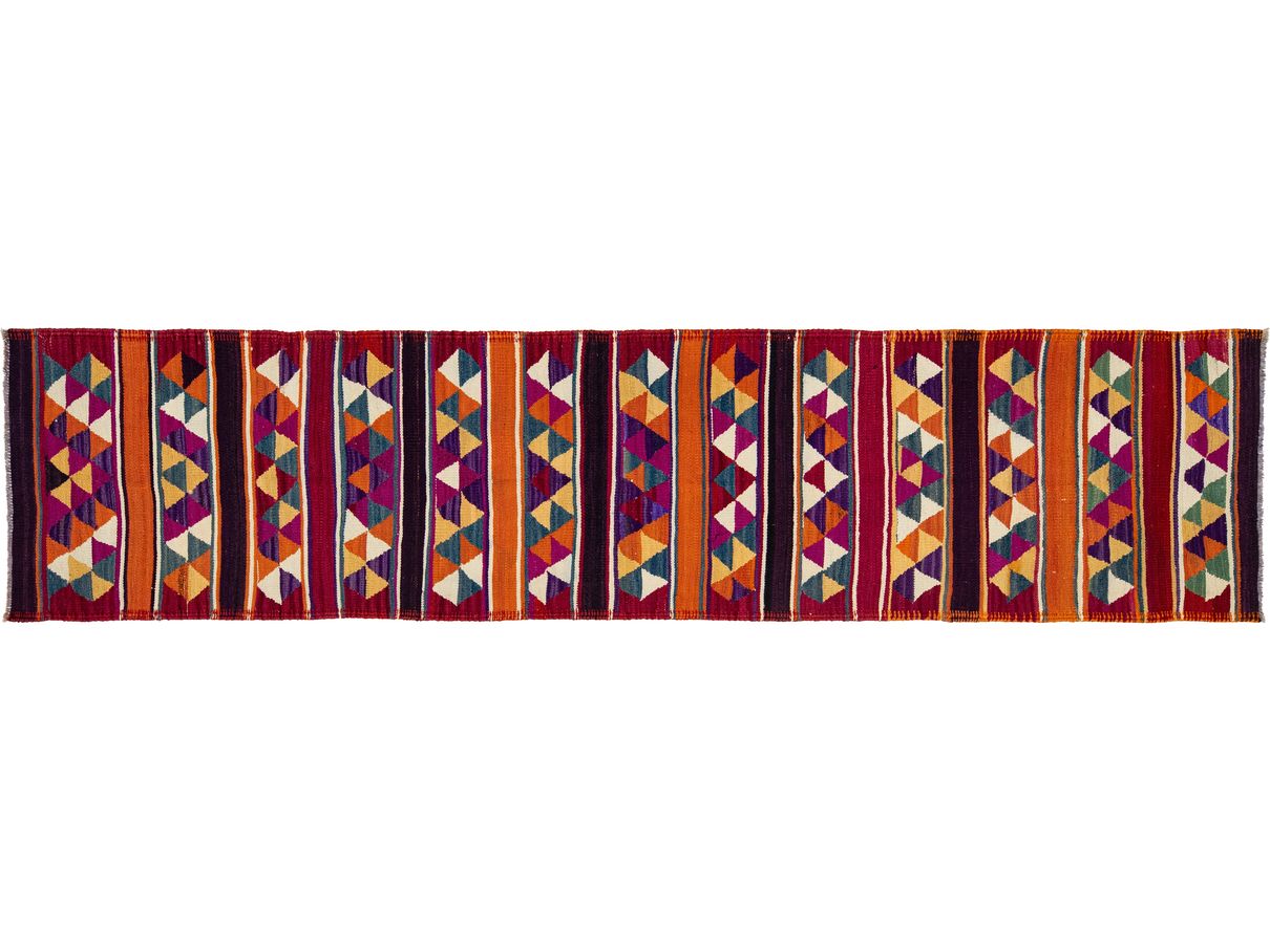 Vintage Kilim Flatweave Wool Runner 3 X 12