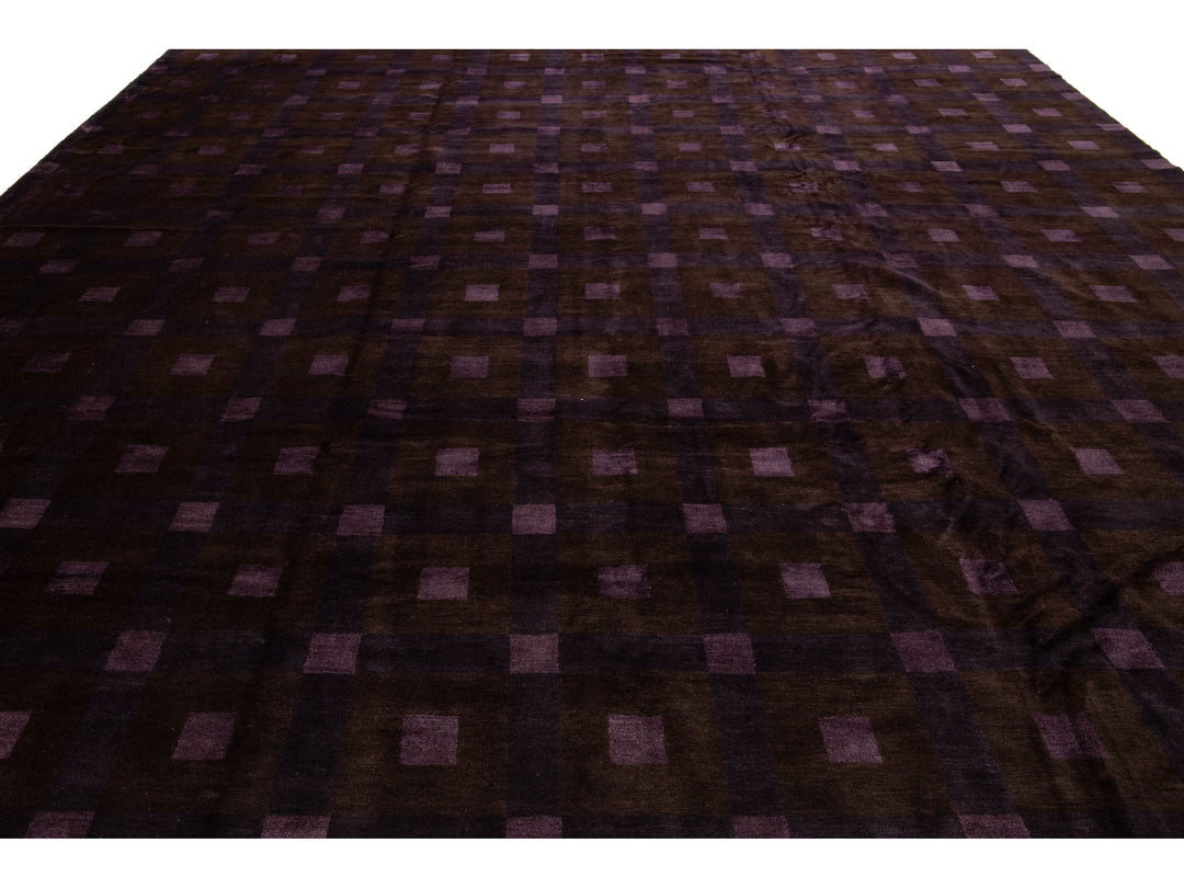 Modern Tibetan Wool and Silk Rug 13 X 13