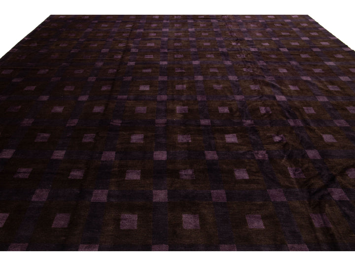 Modern Tibetan Wool and Silk Rug 13 X 13