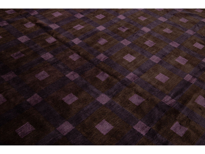 Modern Tibetan Wool and Silk Rug 13 X 13