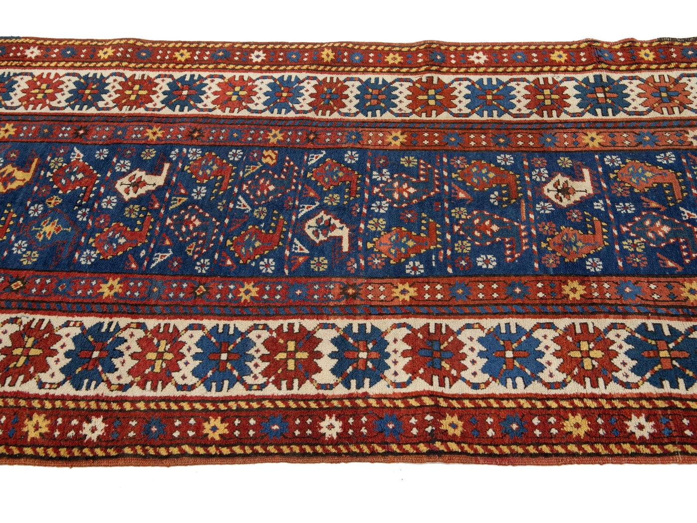 Antique Kazak Wool Runner 4 X 8