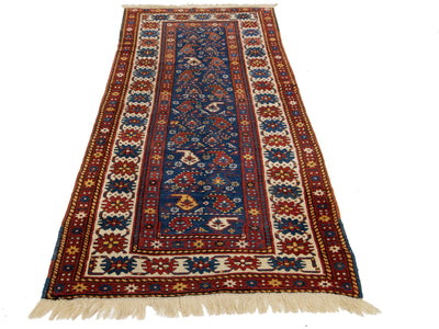 Antique Kazak Wool Runner 4 X 8