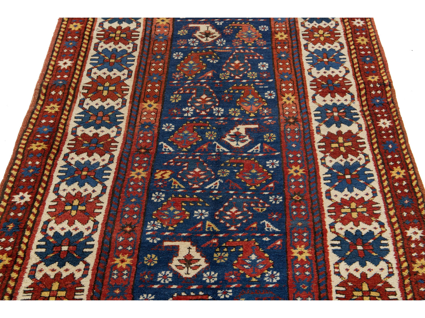 Antique Kazak Wool Runner 4 X 8