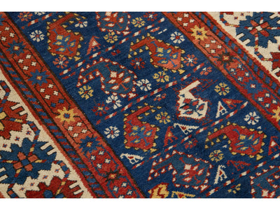 Antique Kazak Wool Runner 4 X 8