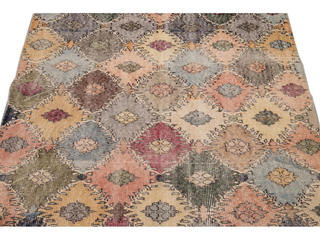 Vintage Turkish Scatter Wool Rug 4 X 7