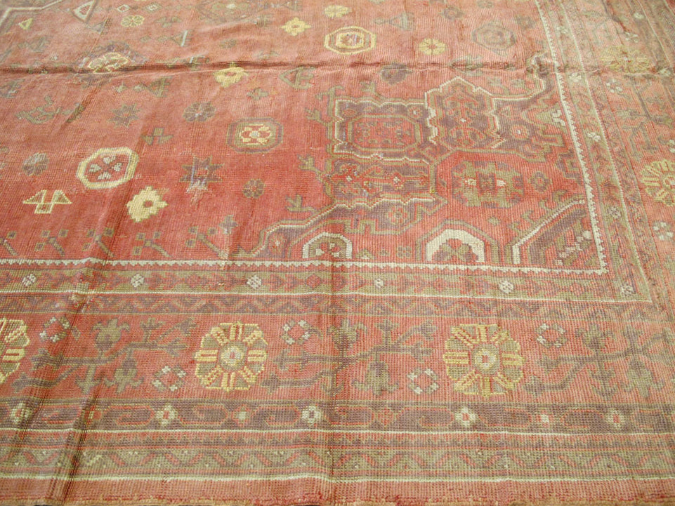 Antique Turkish Oushak Wool Rug 14 X 19