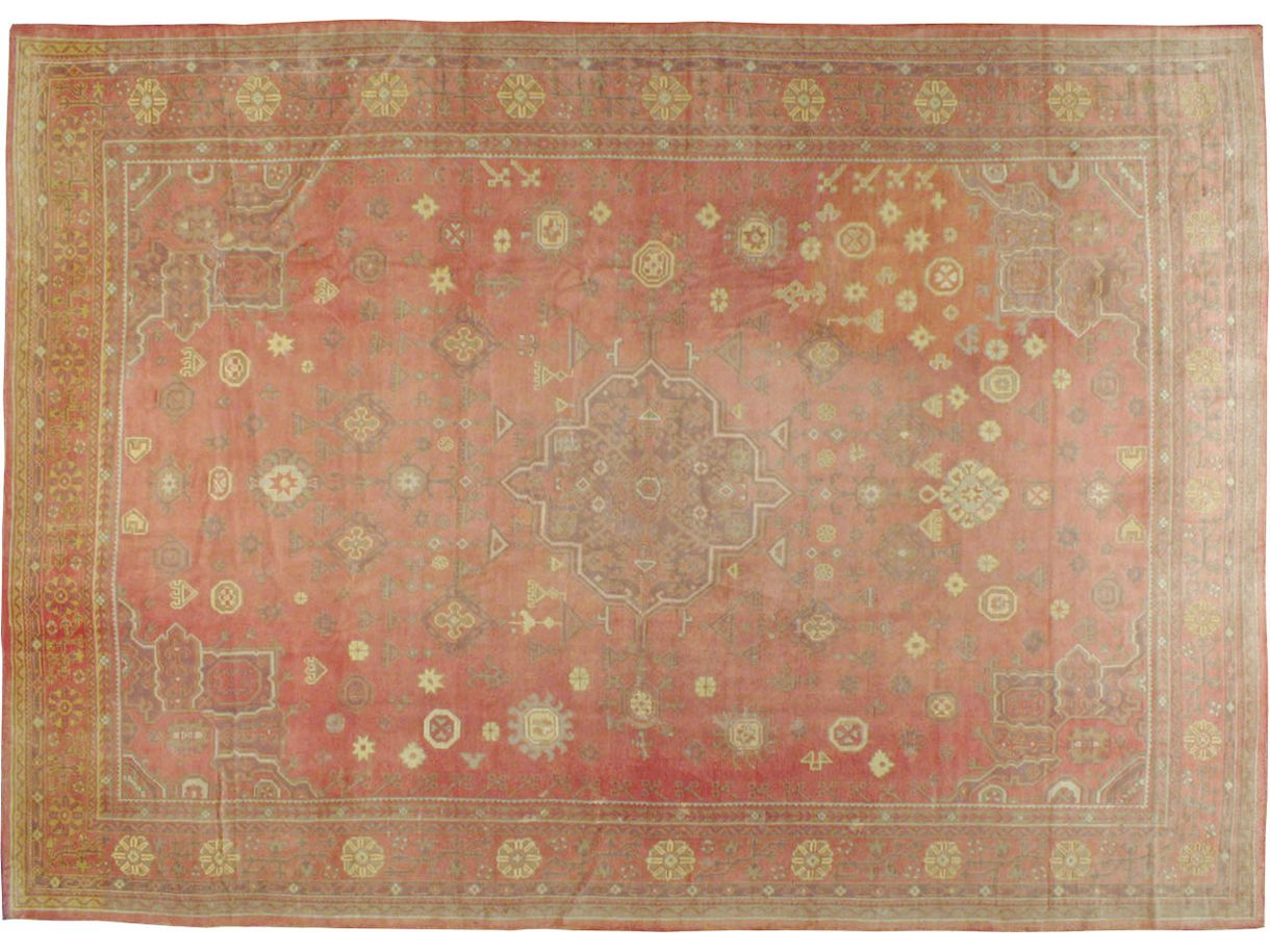 Antique Turkish Oushak Wool Rug 14 X 19