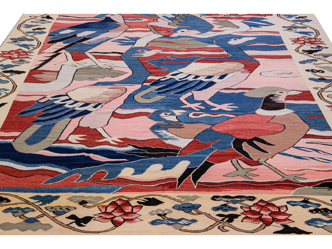 Modern Kilim Wool Rug 9 X 12