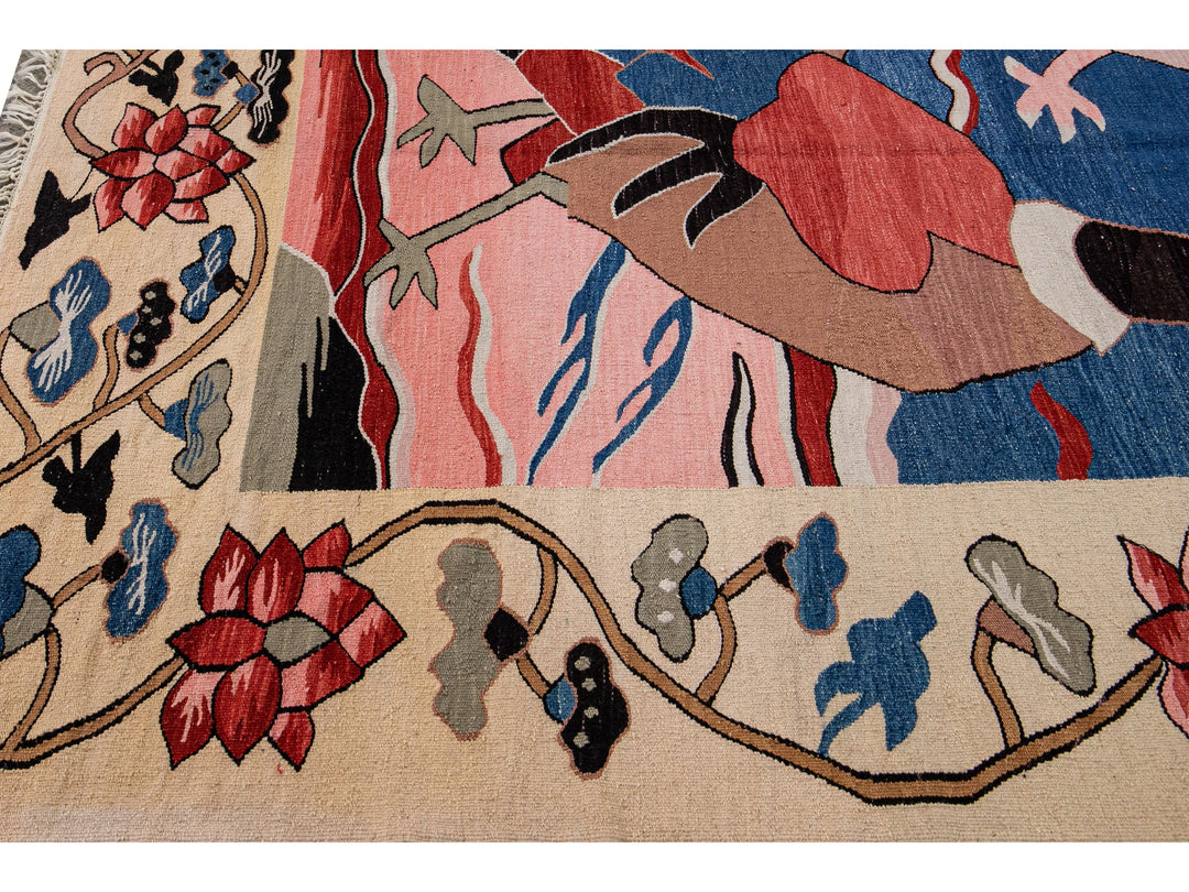 Modern Kilim Wool Rug 9 X 12