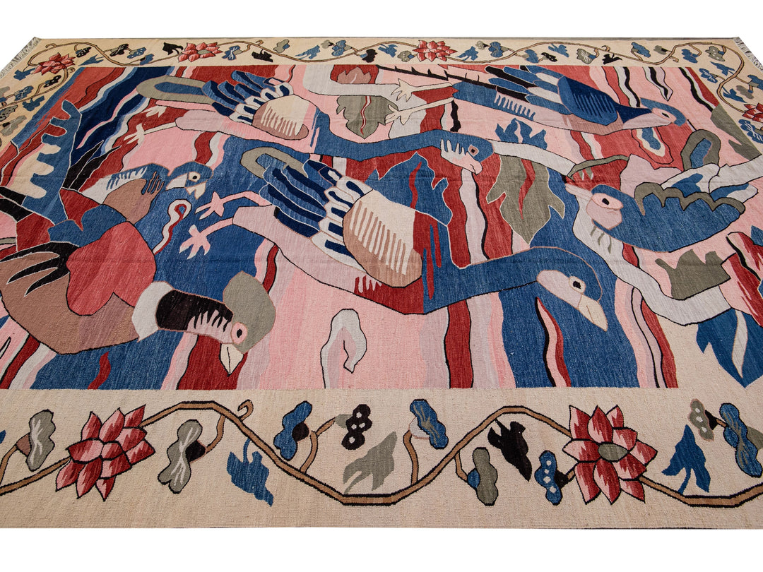 Modern Kilim Wool Rug 9 X 12