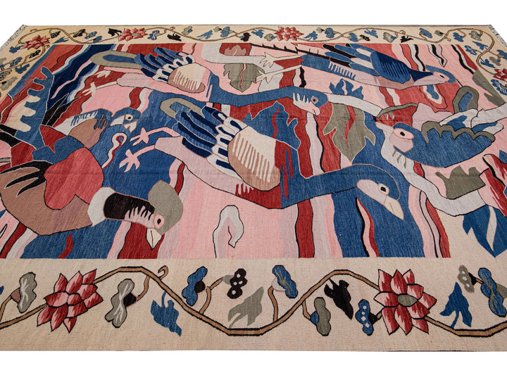 Modern Kilim Wool Rug 9 X 12