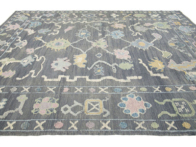 Modern Oushak Wool Rug 9 X 13