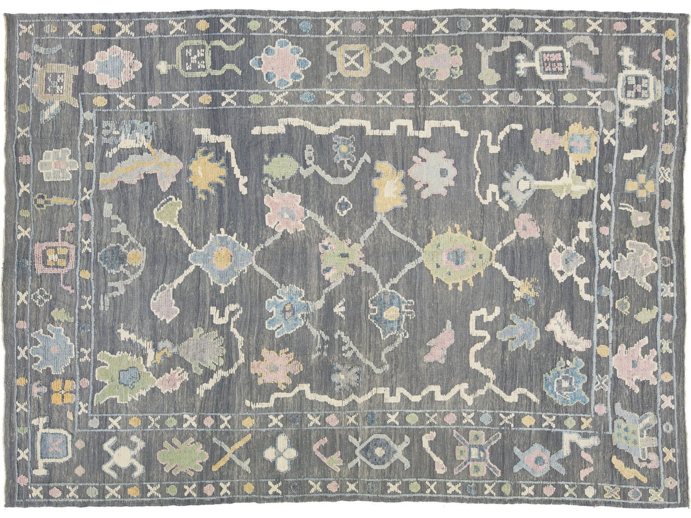 Modern Oushak Wool Rug 9 X 13