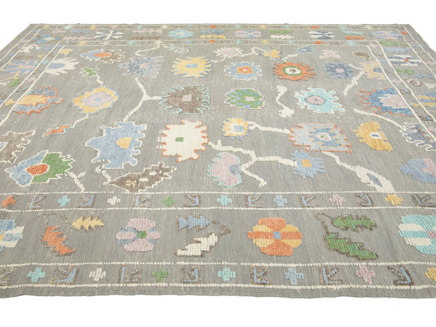 Modern Oushak Wool Rug 9 X 12